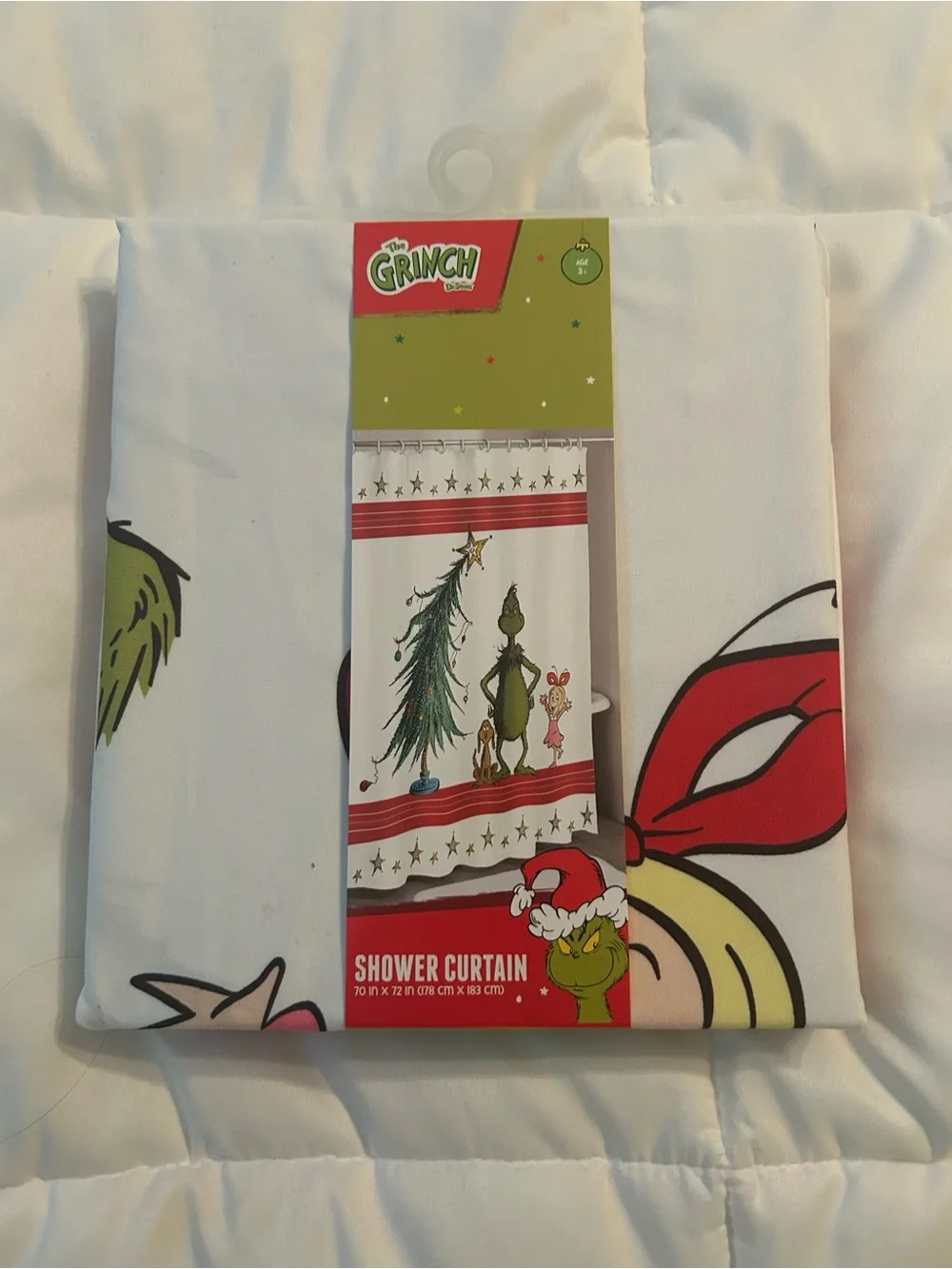 The Grinch Who Stole Christmas White Red Shower Curtain